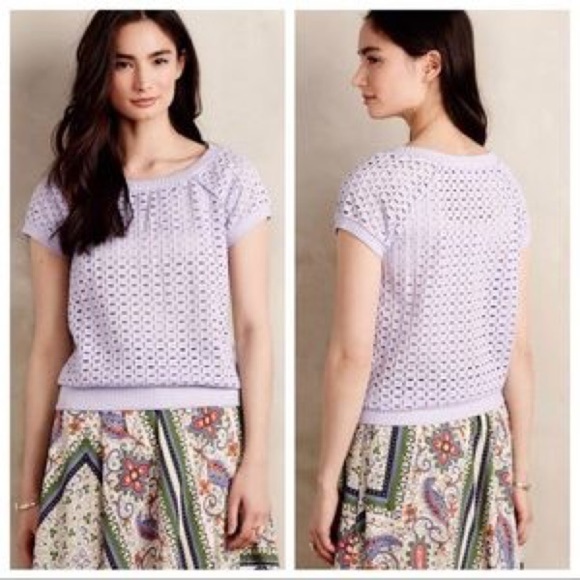 Anthropologie Weston Wear Lilac Open Knit Dara Sweater Size XS - Picture 2 of 8